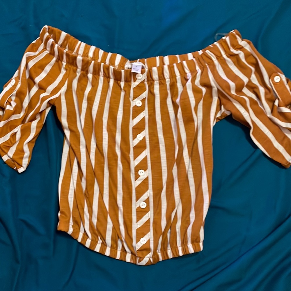 stripes cropped blouse
